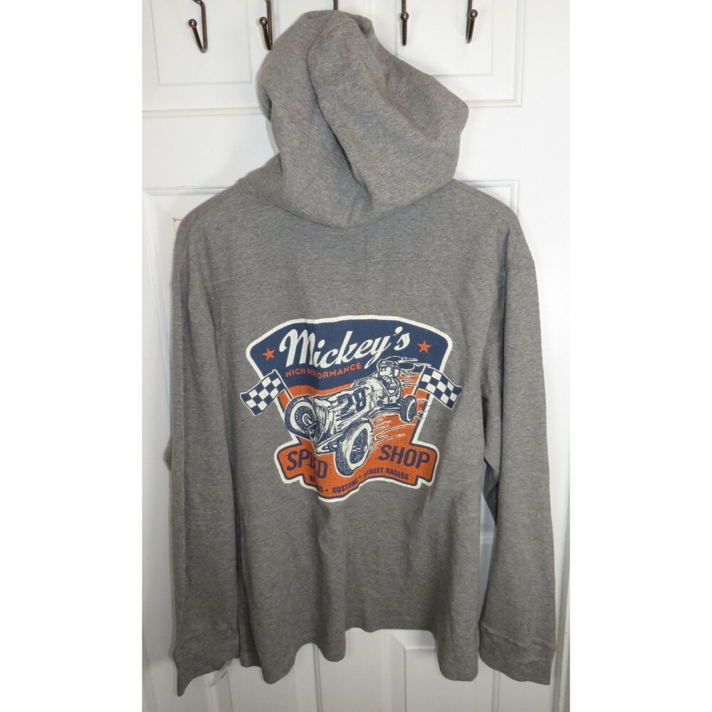 Walt Disney World Mens XXL Thermal Henley Hoodie Mickey Mouse Waffle Knit NWOT